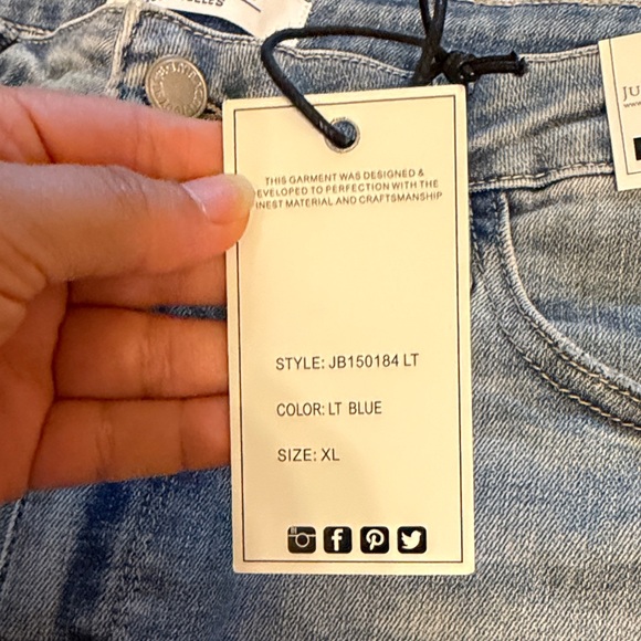 Judy Blue Women's Jean Shorts in Blue, Black, and White - Picture 4 of 16